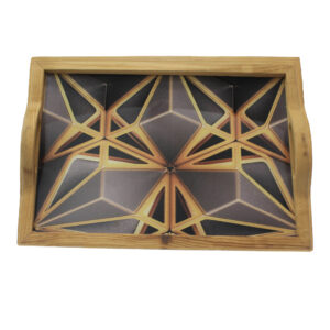 Dienblad met Geometrisch Houten Ontwerp – Functioneel & Artistiek
