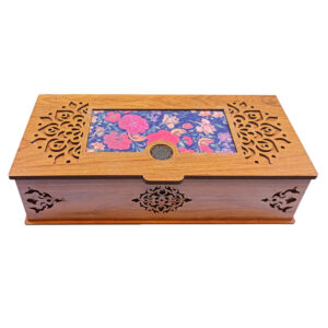 Bloemmotief Thee Organizer – Houten Afwerking