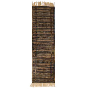 Perzisch Wol Kilim Loper Tapijt Handgeweven in Khorasan Gestreept Bruin