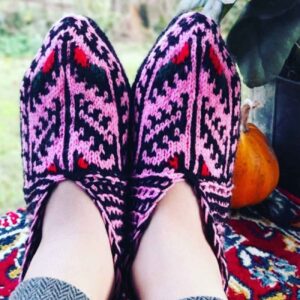 Azerbeidzjaanse Gehaakte Slippers voor Dames – Roze Wol