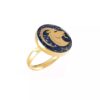 Stalen Zegelring Steenbok – Azure & Goud
