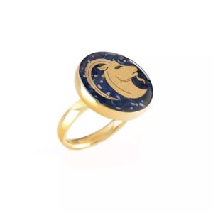 Stalen Zegelring Steenbok – Azure & Goud