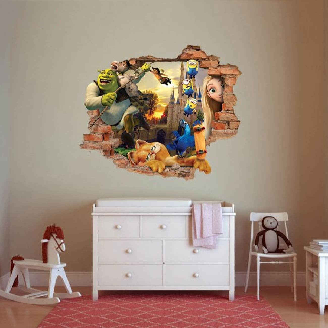 Baby 3D Muursticker – Stad van Tekenfilms