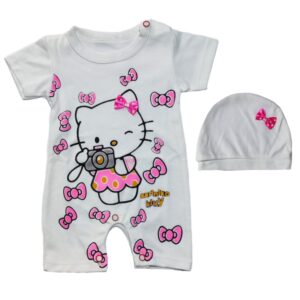 Baby Meisje Jumpsuit en Hoed Set – Hello Kitty