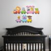 Houten Baby Wandsticker met Dieren Trein voor Kinderkamer