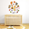 Houten Baby Wandsticker met Blije Dieren voor Kinderkamer