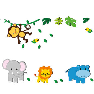 Houten Baby Wandstickers met Schattige Dierenontwerpen