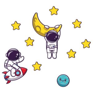 Houten Baby Wandstickers met Astronaut Ontwerp