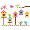 Houten Baby Wandstickers met Vogelontwerp