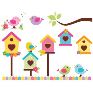 Houten Baby Wandstickers met Vogelontwerp