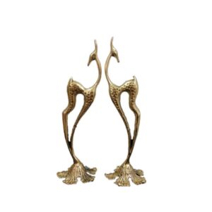 Messing Gazelle Decoratief Beeldje Sculptuur Set van 2 – Wilde Dieren Decor
