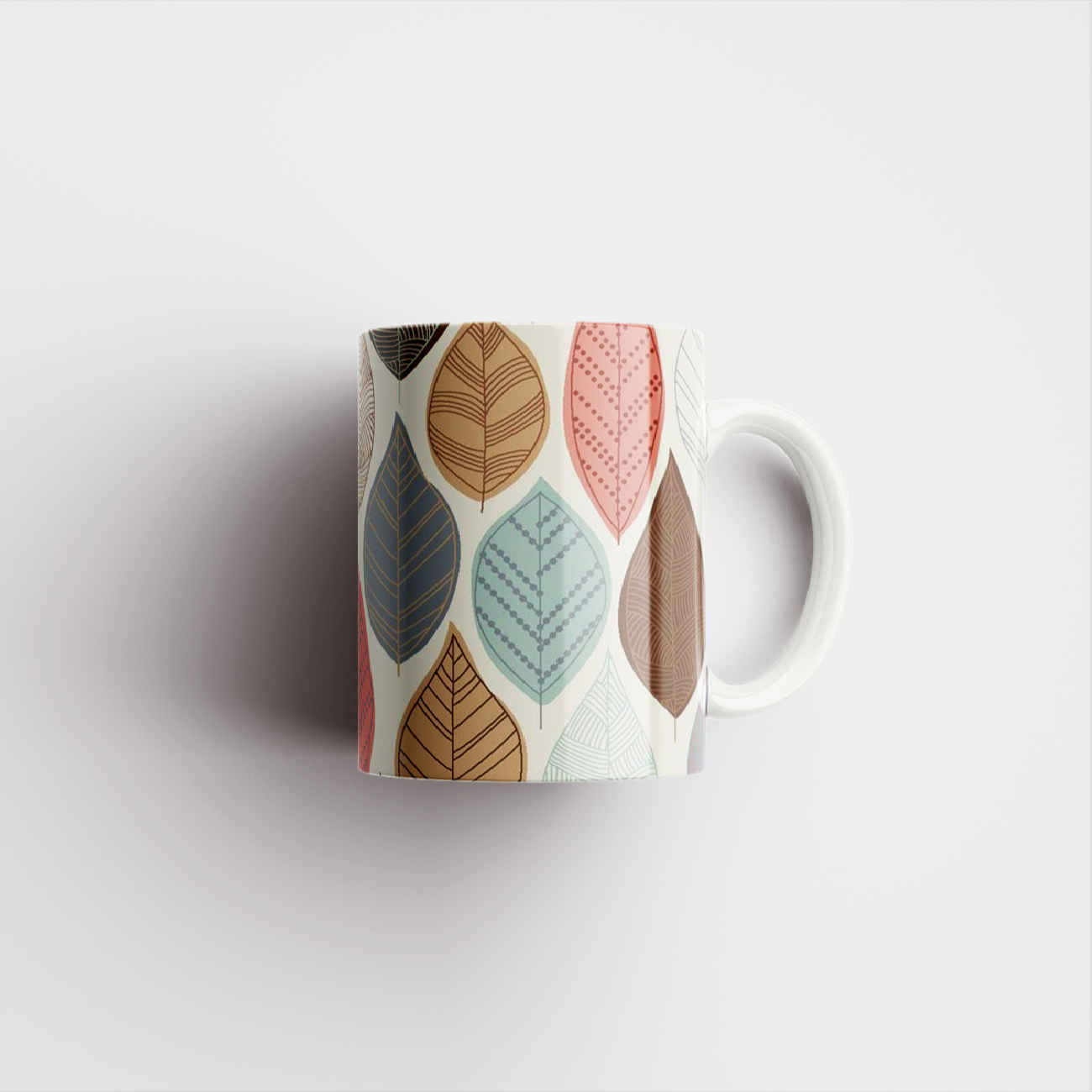 Keramische Koffiemok met Blad Design