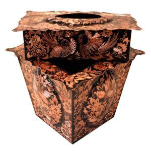 Perzische Koperen Afvalmand & Tissue Box Set – Handgegraveerd Gol o Morgh