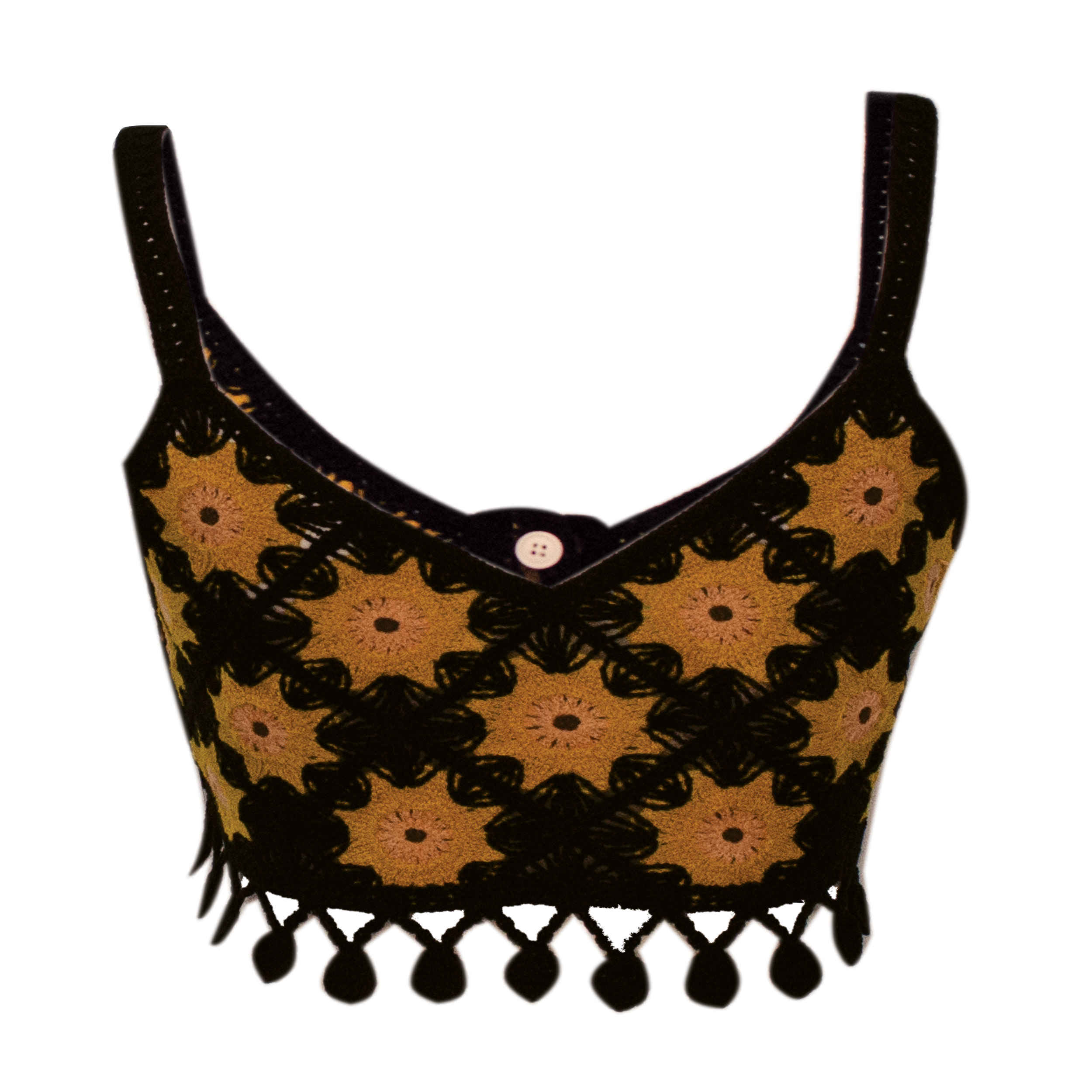 Gehaakte Crop Top voor Vrouwen met Etnisch Design Model Bloem