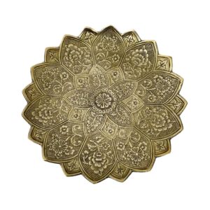Decoratieve Messing Plaat Handgegraveerd Ghalamzani in Bloemontwerp