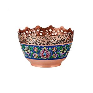 Decoratieve Koperen Kom met Perzisch Geïnspireerd Design, Handgemaakt Elegantie