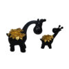 Decoratieve Giraffe Beeldjes 3 Stuks met Gouden Bloem Design – Hoog Safari Sculpturen