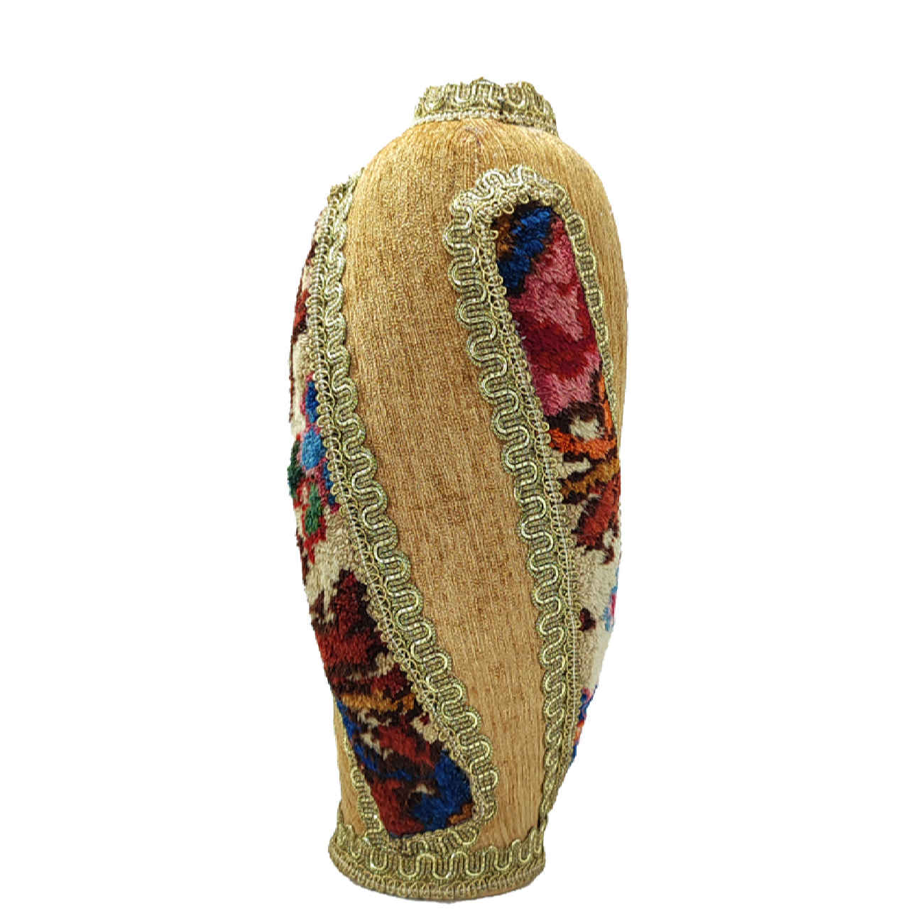 Deco-aardewerken knopvaas, handgemaakt met een traditioneel Perzisch Jajim- en Kilim-patroon voor een rustiek accent