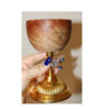Decoratieve Houten Kom met Voet Gemaakt van Walnoothout Handgemaakt Elegant