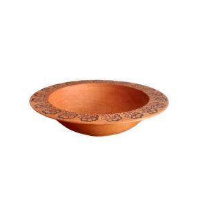 Decoratieve Houten Kom Handgemaakt met Bloemontwerp