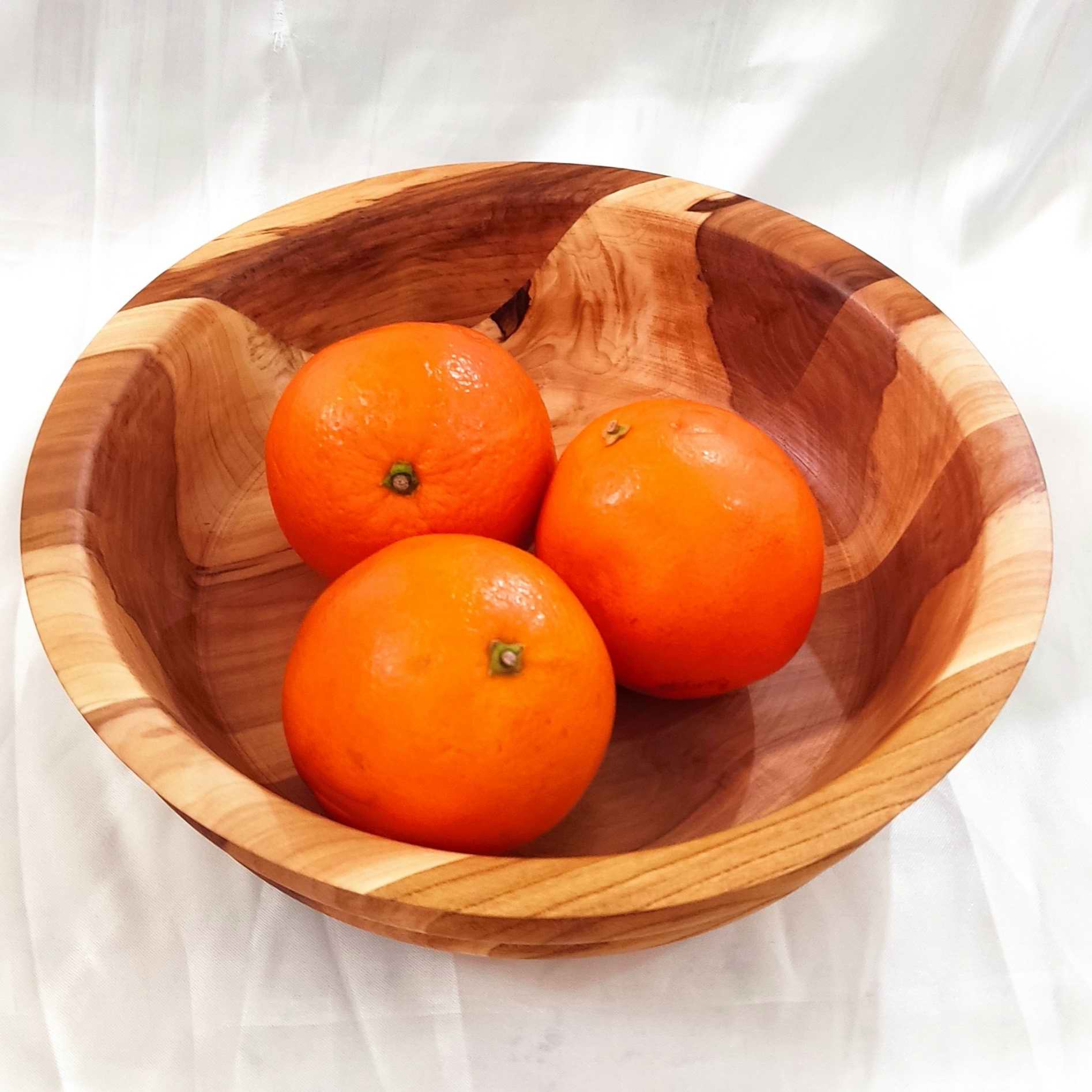 Decoratieve Houten Kom Rustiek Gemaakt van Walnoot-, Kersen- & Bosboom Hout