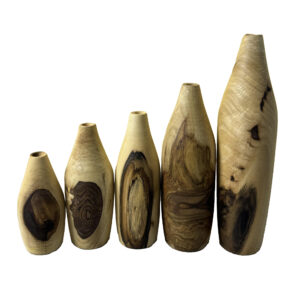 Mini Bloemvaas Walnoot Hout – Set van 5