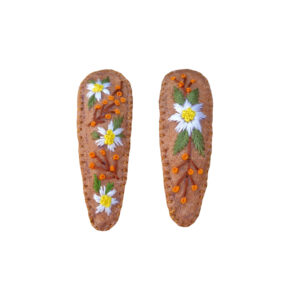 Geborduurde Snap Haarclip – Bloom Light Brown