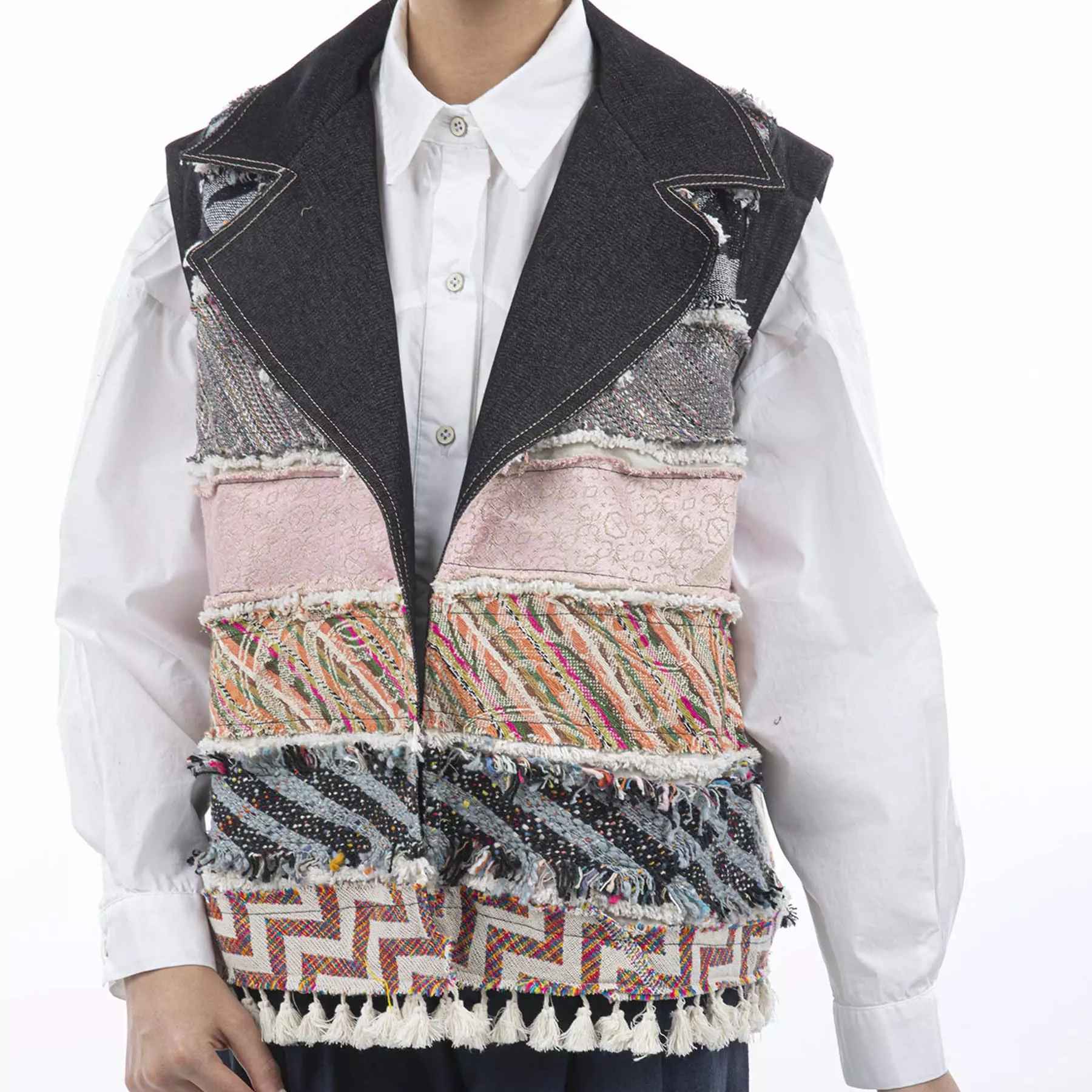 Geborduurd Vest voor Vrouwen Patchwork Navy