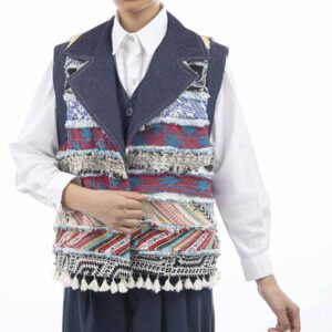 Geborduurd Vest voor Vrouwen Patchwork Navy