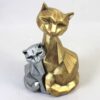 Geometrische Kattenfamilie Kubisme Beeldje Hars Sculptuur – Modern Huisdecor