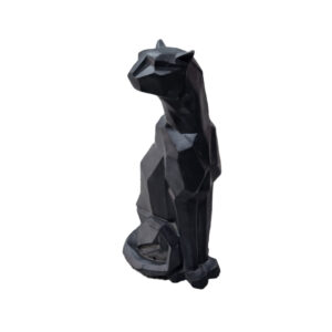 Geometrische Zittende Panter Kubisme Beeldje – Decoratieve Hars Sculptuur