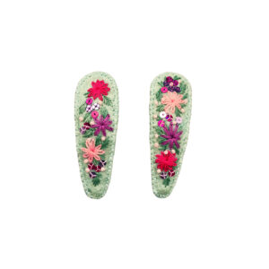Handgeborduurde Snap Haarclip Set – Model Lente