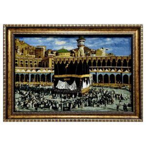 Handgeknoopt Zijden Perzisch Beeldtapijt uit Tabriz – Kaaba Sahn