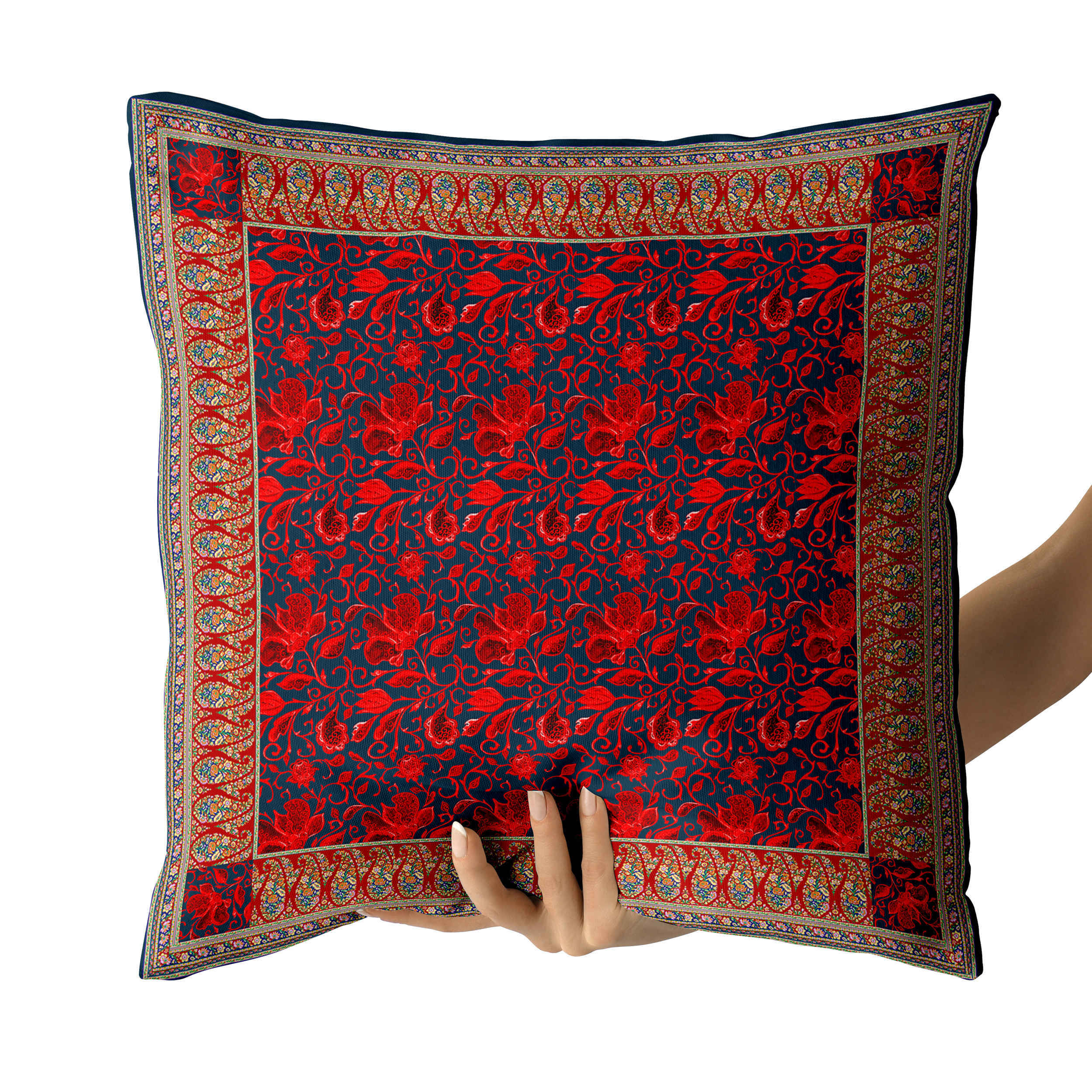 Rode Etnische Kussenhoezen – Paisley & Bloemen (Set van 2)