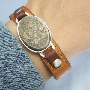 Islamitische Armband van Leer & Jade Steen Verstelbaar Ya Mehdi