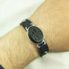 Islamitische Armband met Leer & Agaat Steen Verstelbaar Ya Baqiyatallah Kalligrafie