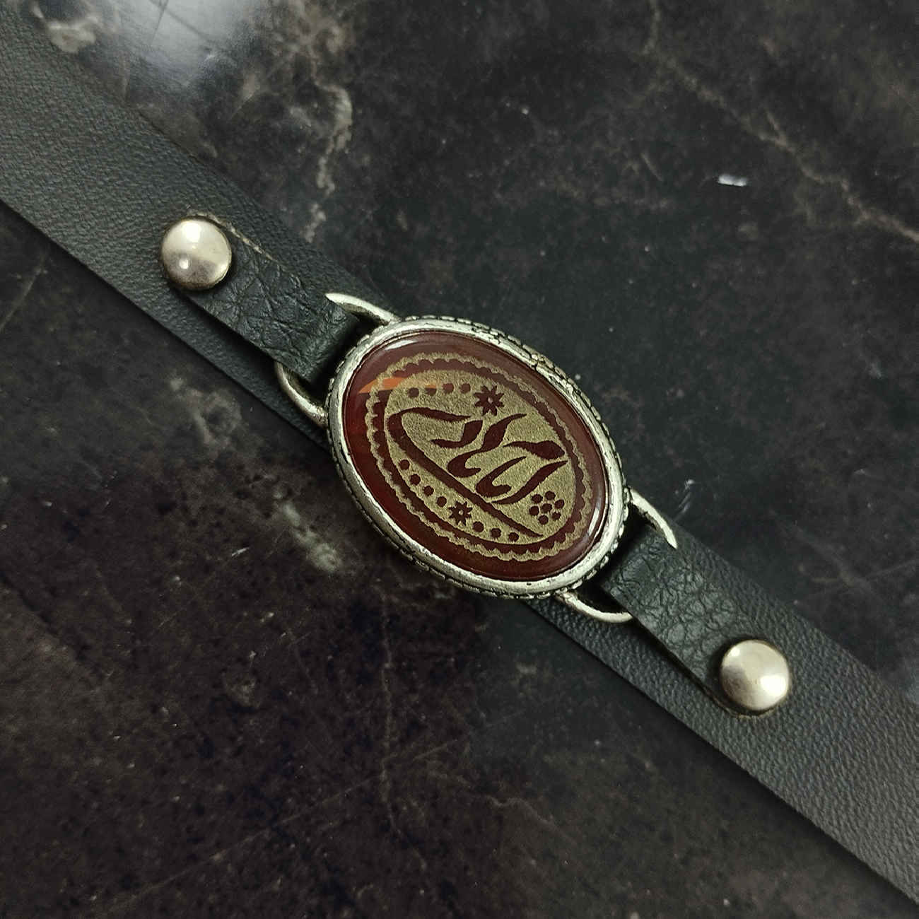 Islamitische Armband van Leer & Agaat Steen voor Mannen