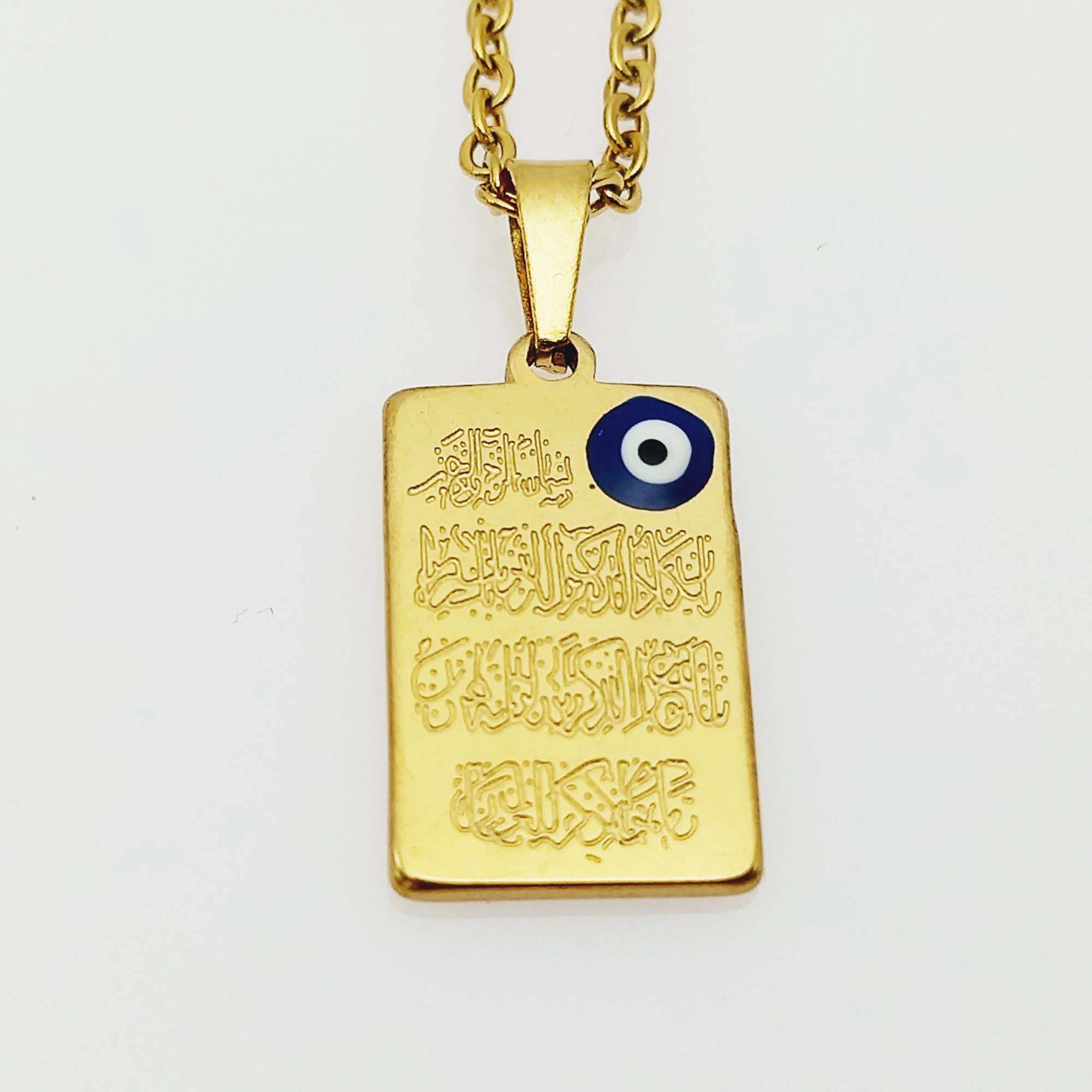 Islamitische Roestvrijstalen Ketting Versierd met Boze Oog & Wan Yakad Hanger
