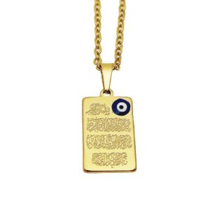 Islamitische Roestvrijstalen Ketting Versierd met Boze Oog & Wan Yakad Hanger