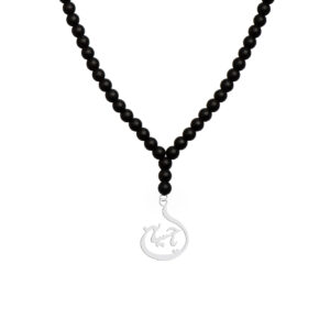 Islamitische Gebedskraal Ketting met Ya Hossein Kalligrafie Stalen Hanger