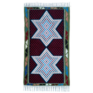 Perzisch Katoenen Kilim Tapijt Handgeweven in Ardabil met Geometrisch Wit Ontwerp