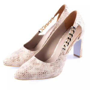 Natuurlijke Leren Pumps voor Dames met Slangenprint