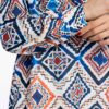 Dames Lange Mouw Blouse met Levendig Geometrisch Ontwerp