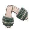 Groene Macramé Boho Chic Slippers – Handgemaakt