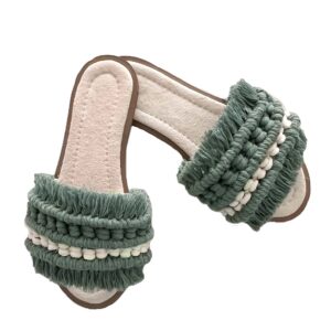 Groene Macramé Boho Chic Slippers – Handgemaakt