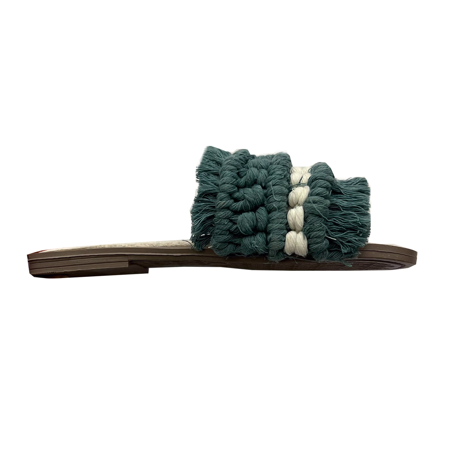 Groene Macramé Boho Chic Slippers – Handgemaakt