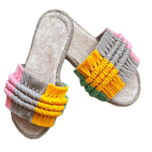 Macrame Platte Slippers voor Vrouwen Handgemaakt Model Mitra
