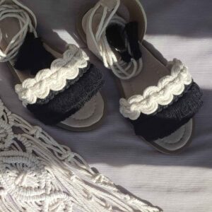 Macramé Sling Back Platte Sandalen met Boho Ontwerp Handgemaakt
