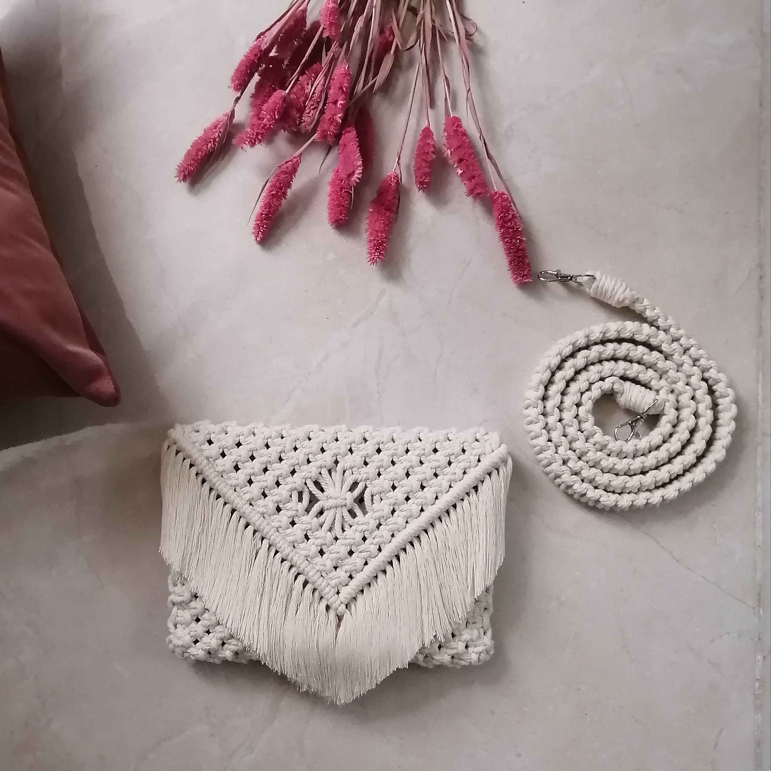 Macramé Sling Tas voor Dames Handgeweven Model Gandom