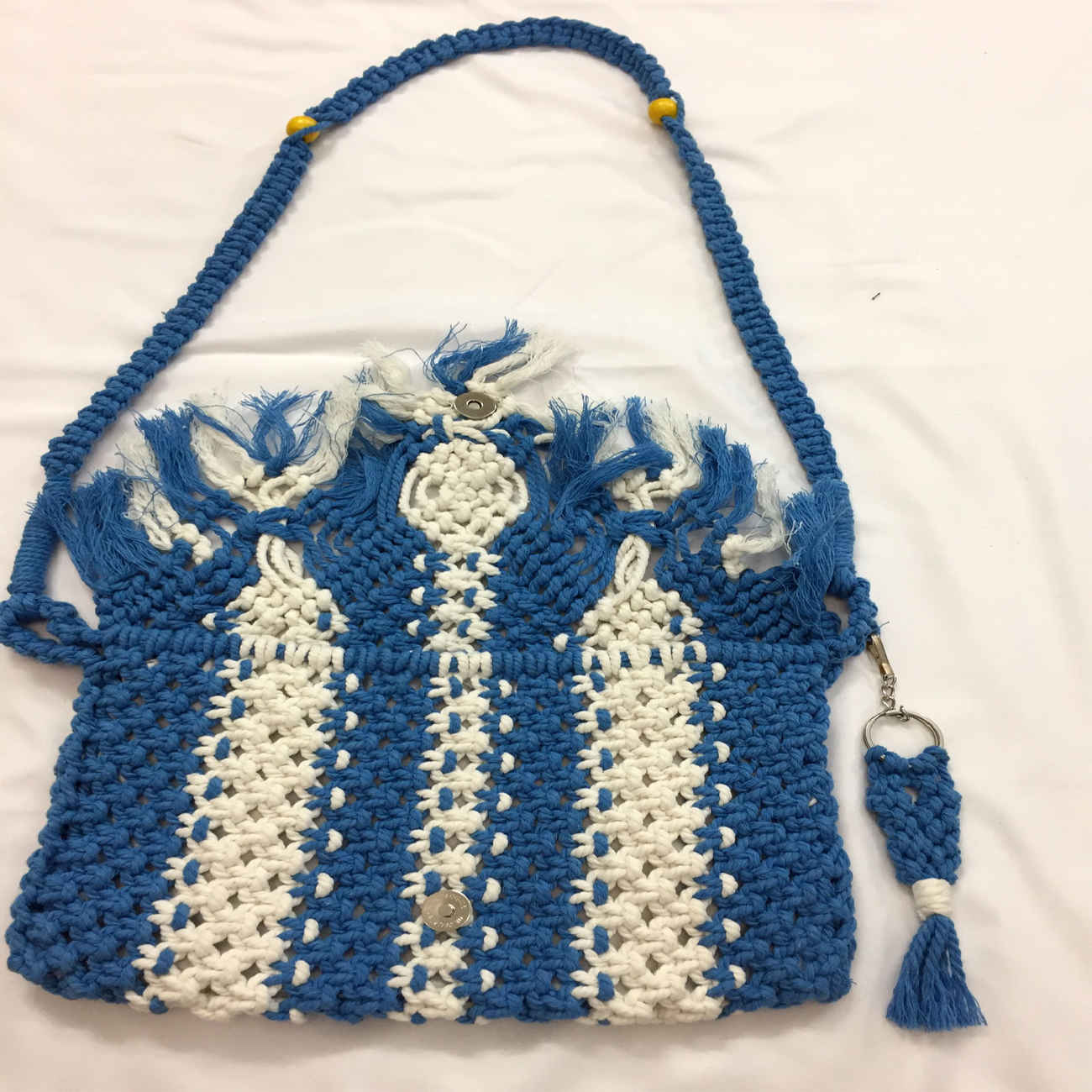 Macramé Sling Tas voor Dames Handgeweven in Wit